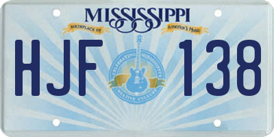 MS license plate HJF138