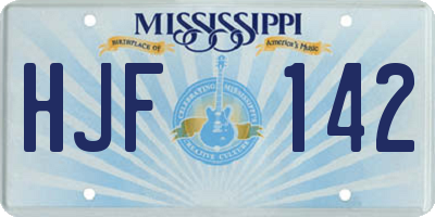 MS license plate HJF142