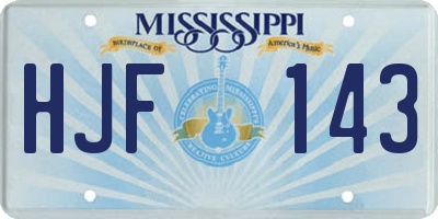 MS license plate HJF143