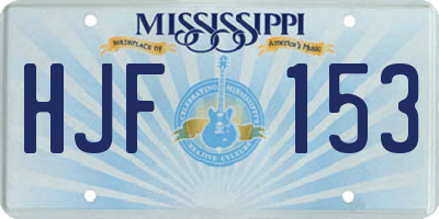 MS license plate HJF153