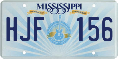 MS license plate HJF156
