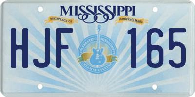 MS license plate HJF165