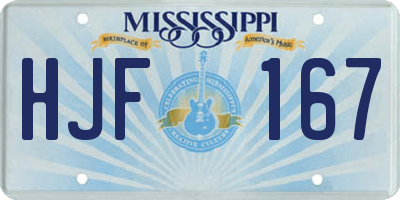 MS license plate HJF167
