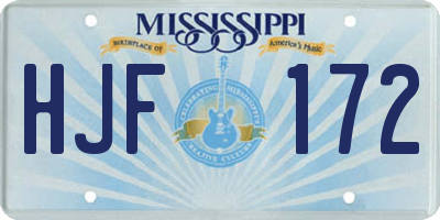 MS license plate HJF172