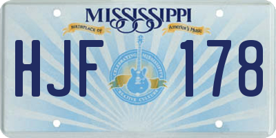 MS license plate HJF178