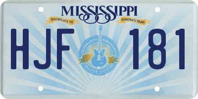 MS license plate HJF181