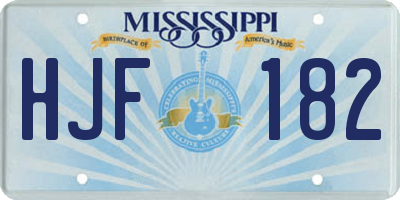 MS license plate HJF182