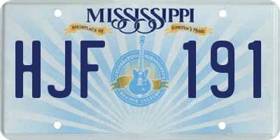 MS license plate HJF191