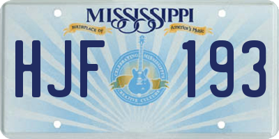 MS license plate HJF193