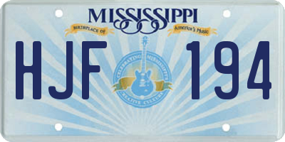 MS license plate HJF194