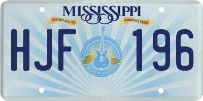 MS license plate HJF196