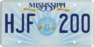 MS license plate HJF200