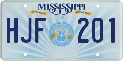 MS license plate HJF201