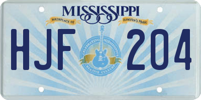 MS license plate HJF204