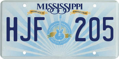 MS license plate HJF205