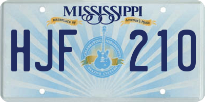 MS license plate HJF210