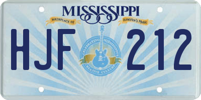 MS license plate HJF212