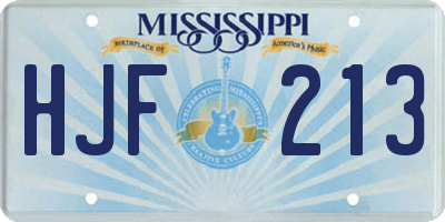 MS license plate HJF213