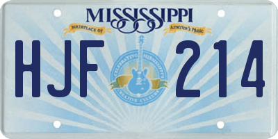 MS license plate HJF214