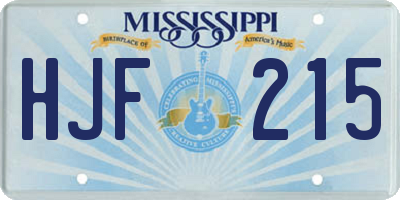 MS license plate HJF215