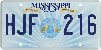 MS license plate HJF216