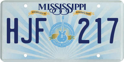 MS license plate HJF217