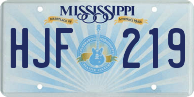 MS license plate HJF219