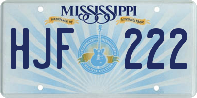 MS license plate HJF222
