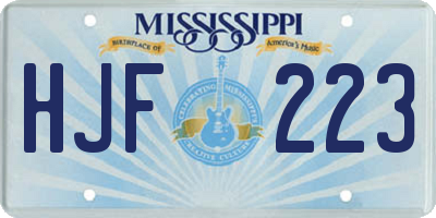 MS license plate HJF223