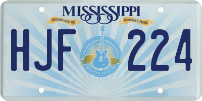 MS license plate HJF224