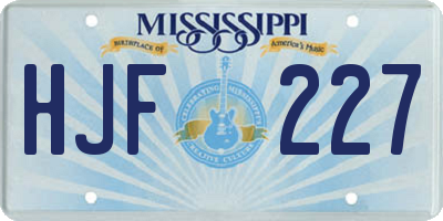MS license plate HJF227