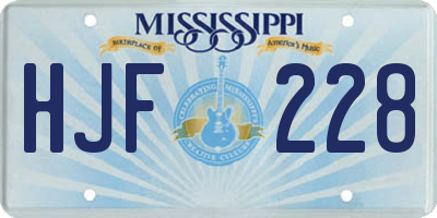 MS license plate HJF228