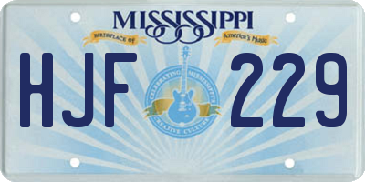 MS license plate HJF229