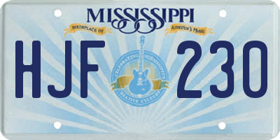 MS license plate HJF230