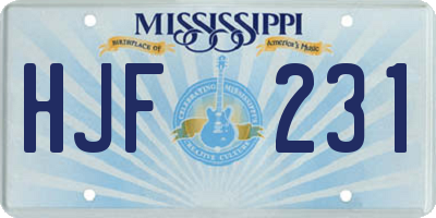 MS license plate HJF231