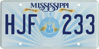 MS license plate HJF233