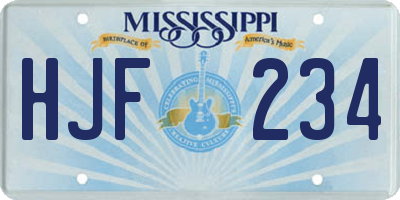 MS license plate HJF234