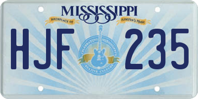 MS license plate HJF235