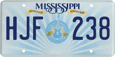 MS license plate HJF238