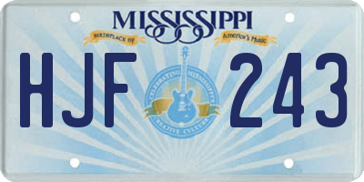 MS license plate HJF243