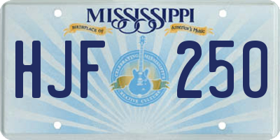 MS license plate HJF250