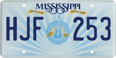 MS license plate HJF253