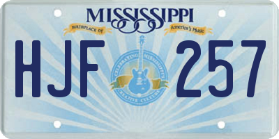 MS license plate HJF257