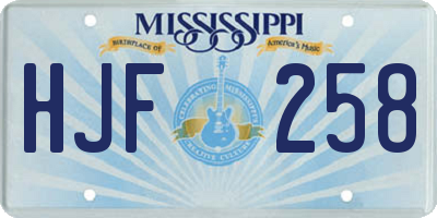 MS license plate HJF258