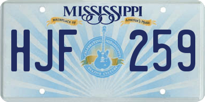 MS license plate HJF259
