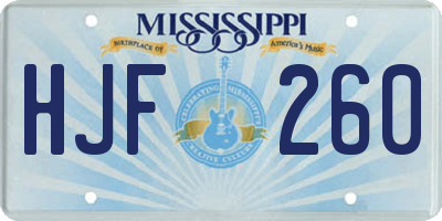 MS license plate HJF260