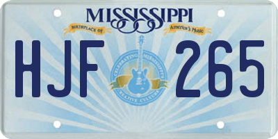 MS license plate HJF265