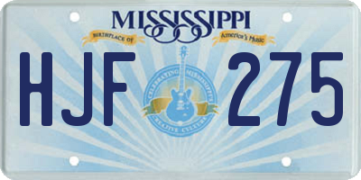 MS license plate HJF275