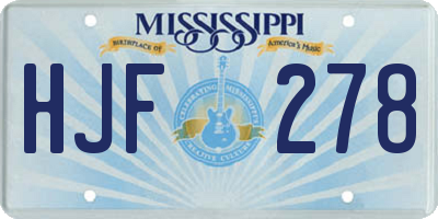 MS license plate HJF278