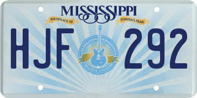 MS license plate HJF292